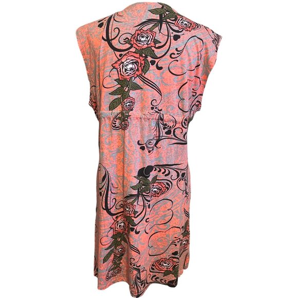 American Crown Womens Orange Sleeveless Boho Printed Tunic Dress With V-Neck & A - Picture 4 of 6